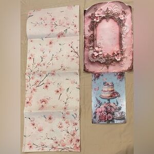 NWT Chic Floral Print Canvas Runner, Decorative Metal Sign & Fabric Poster